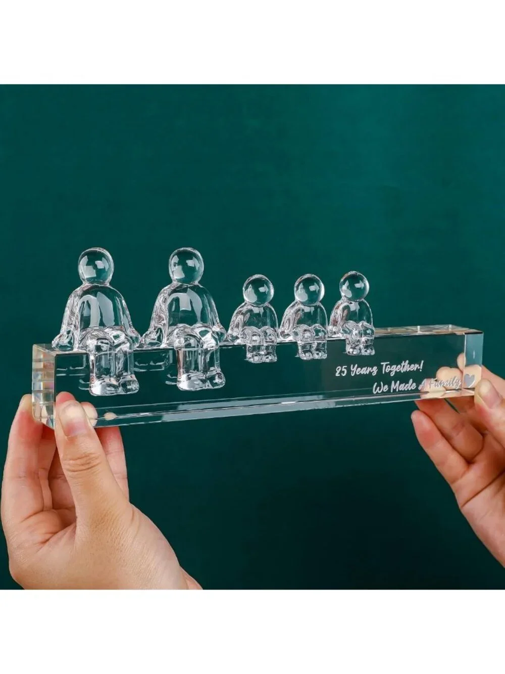 25th Anniversary Gifts for Wife - Crystal Figurines for Couples with 3 Kids
